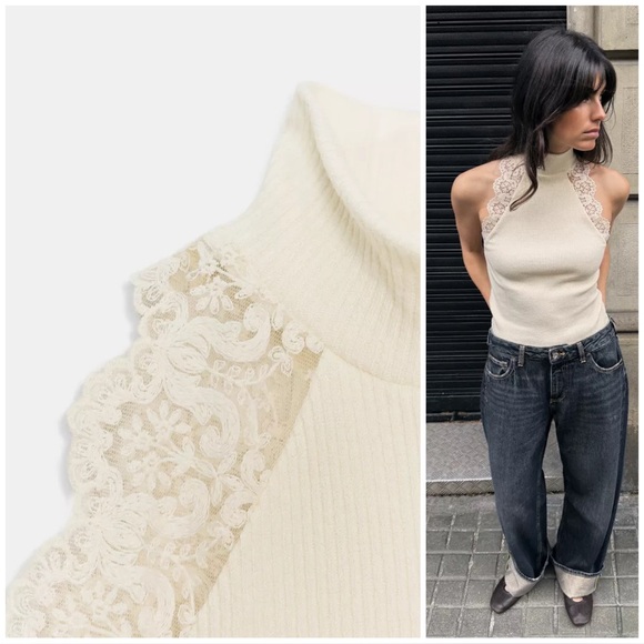 ZARA LACE RIB TOP - Picture 11 of 11